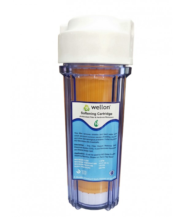 WELLON 10 INCH Water softening cartridge Clear Housing For Whole House Water Filtration System
